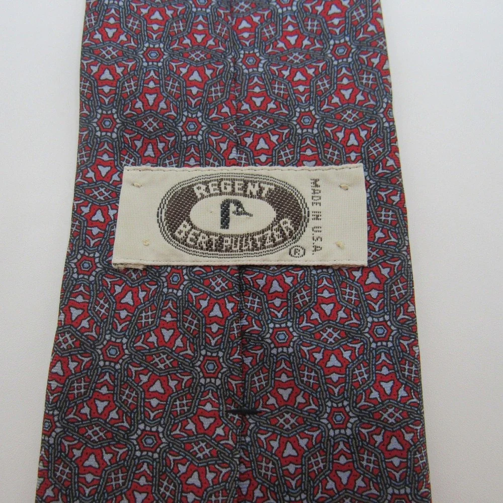 Regent Bert Pulitzer Tie Mens OS Red Geometric Mosaic USA Made